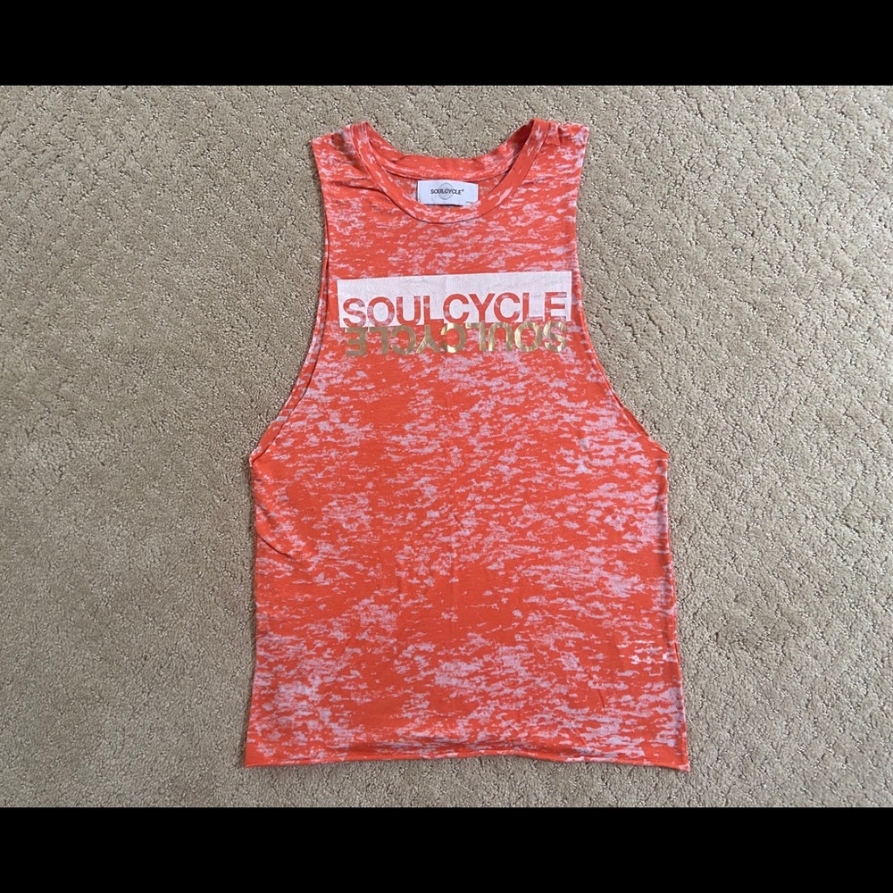 Soulcycle Womens Orange Burnout Muscle Tee- Sz S